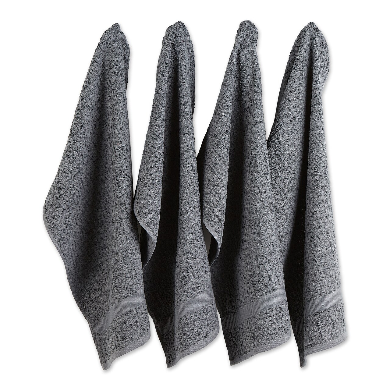 Contemporary Home Living Set of 4 Solid Mineral Gray Waffle Terry Dish Towel,  26